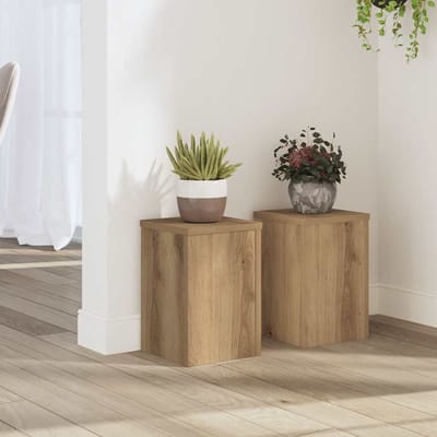 vidaXL - Plantenstandaards - 2 - st - 20x20x30 - cm - hout - artisanaal - eiken
