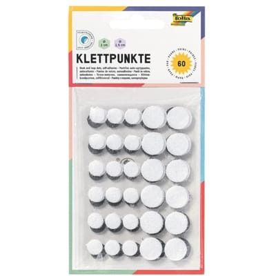 Folia klittenband stippen mini, gesorteerde maten, zwart en wit