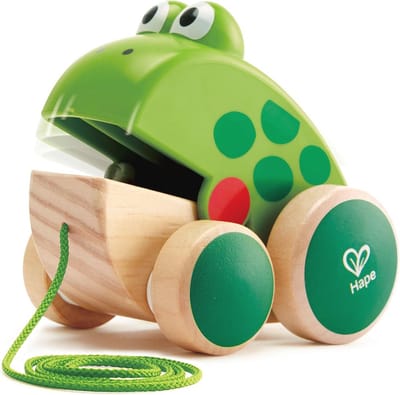 Houten Kikker Trektoy voor Peuters | Kinderspeelgoed voor Ontwikkeling van Motorische Vaardigheden