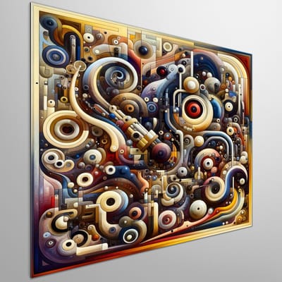 Abstract stilleven schilderij | Abstracte weerspiegeling van de serene stilte in levendige chaos | Kunst - 100x100 centimeter op Dibond | Foto op Dibond