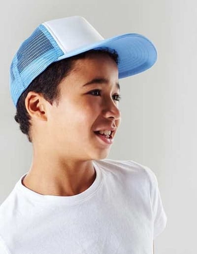 Beechfield Vintage kinder baseball cap - petje - polyester - jongens - meisjes fuchsia/wit