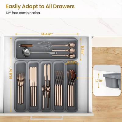 Dailygoods- Bestekbak 6 Stuks - Siliconen Lade-organizer - Voedselveilig - Antislip - Hittebestendig tot 200 °C - Flexibel en Drukbestendig