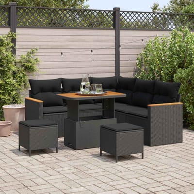 vidaXL - Tuinbank - Set - 8 - st - 5-Aantal - zitplaatsen - Zwart - Poly - rattan