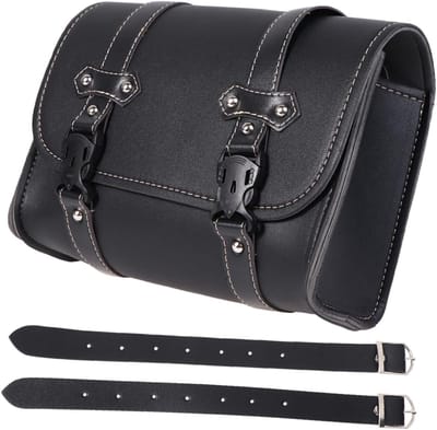 Motorfiets Zadeltas - Zijtas PU Leer - Motor Rijden - Handige Klepopening - 27.5x10.5x21cm - Zwart