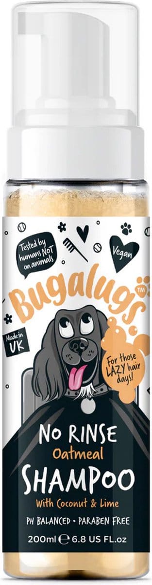 Bugalugs - Hondenshampoo - Oatmeal - No rinse - Met kokos en limoen geur - Alle vachttypes - Vegan - 200 ml