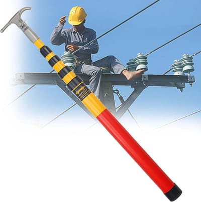 Geïsoleerde Reddingshaak - Intrekbare Hotstick - Elektrische Veiligheid - Sterk Draagvermogen - Tot 5 meter - Geel