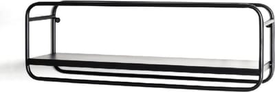 Wandbox – Zwart metaal – Met bevestigingsonderdelen – Kleerhanger-vriendelijk – 60x15x20 cm – Stevig industrieel design