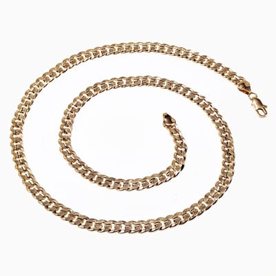 60cm x 7mm Cubaanse Ketting Dames - Heren - 14K Geelgoud Plated - Schakelketting