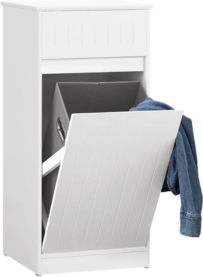 QIN® Kolomkas Staand - Opbergkasten met Deuren - Hoge Kast - Wit - 39cm x 40cm x 86cm