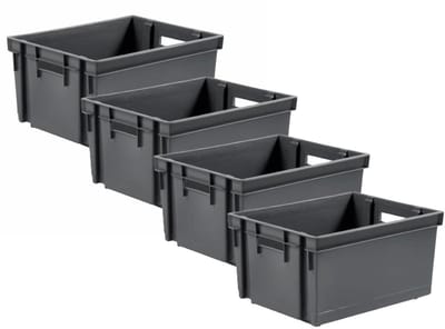 EDA Opbergkrat stapelbaar - 20x - kunststof - 10 Liter - L32 x B26 x H18 cm - grijs - opbergbak - opbergen