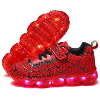 Kinderen Lichte Schoenen USB Opladen LED Licht Schoenen Spider Marquee Klasgenoten Heren- en Dames Sportschoenen 35 red