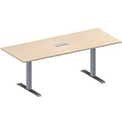 Schäfer Shop Genius Vergadertafel MODENA FLEX, in hoogte verstelbaar, 3-voudige contactdoos, rechthoekig, T-poot, B 2000 x D 800 mm, esdoornpatroon
