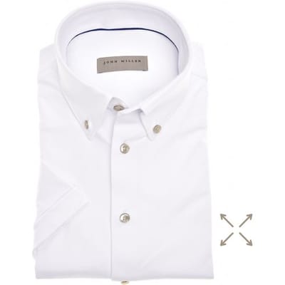 John Miller Overhemd Hyperstretch Slim-Fit Short Sleeve Wit / male