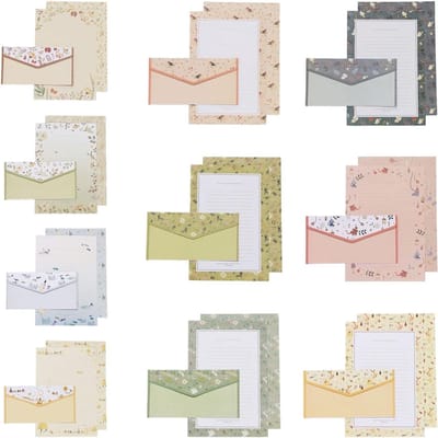 Vintage briefpapier set met 30 enveloppen en 60 uitnodigingskaarten voor brieven en uitnodigingen