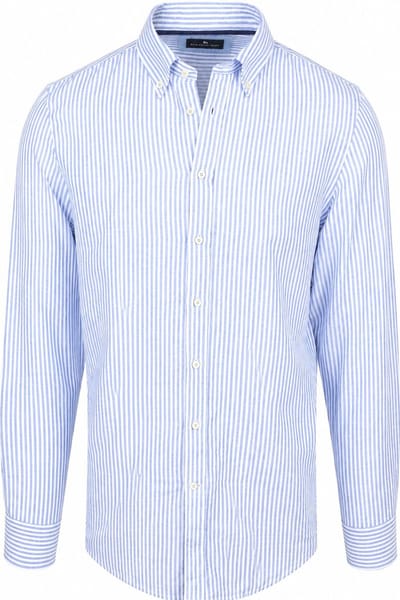 Steppin' Out Overhemd Linen Cotton Streep Blauw - Maat S - Heren - Casual Shirt