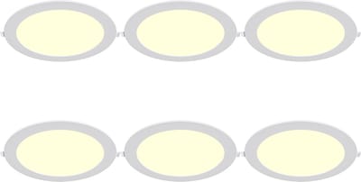 LED Paneel Slim Inbouw 6 Stuks - Kingtron Thin - 24W 2400lm 120° Bundelhoek - Warm Wit 3000K - IP40 - Rond - Wit - Ø298mm Buitenmaat - Ø275mm Zaagmaat