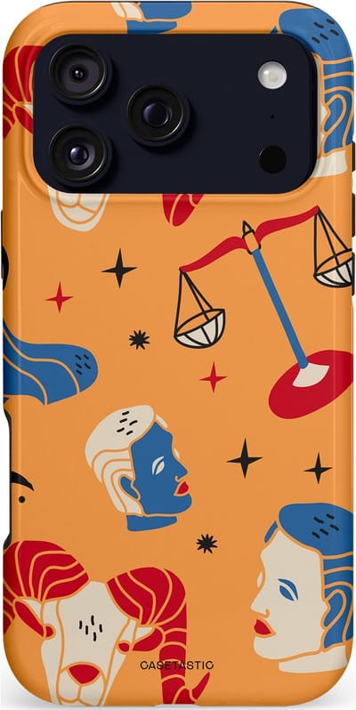 Casetastic hoesje geschikt voor Apple iPhone 17 Pro Max - MagSafe - Dubbellaagse bescherming - Zodiac in lijn - Fashion Case - Okergeel Terracotta Zand Rood
