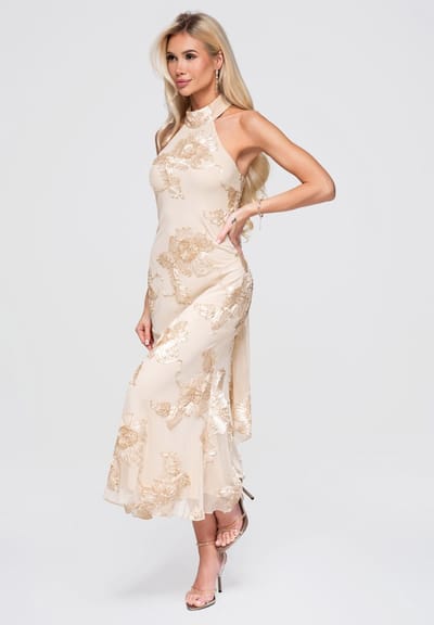 LARICA Jurk - Slim Fit - Mouwloos - Rits Beige S