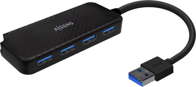 AISENS A106-0713 interface hub USB 3.2 Gen 1 (3.1 Gen 1) Type-A 5000 Mbit/s Zwart