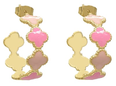 Oorbellen met Kruis - RVS - 2,2 cm - Goudkleurig en Roze