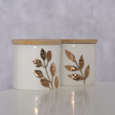Voorraadpotje met blad goud 5x5cm