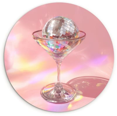 WallCircle® Wandcirkel 120x120 cm - Muurcirkel Martiniglas - Discobal - Fonkelende lichtvlekken - Muurdecoratie woonkamer - Wanddecoratie slaapkamer - Kamer decoratie accessoires - Ronde schilderijen XXL