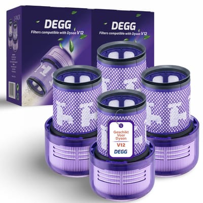 DEGG - Hepa filter geschikt voor Dyson V12 - Detect slim - wasbaar - vervangt filter V12 - filter steelstofzuiger - Duurzaam - Premium kwaliteit - JAARPAKKET - 4 STUK(S)