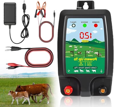 Robuuste 12 V weideomheining met LED-display, waterdicht en elektrisch, 10 km bereik, 1.5-2 joule, ideaal voor dierenbescherming, boerderijen en pluimvee