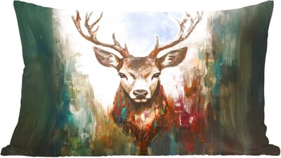 Sierkussens - Kussentjes Woonkamer - 60x40 cm - Hert - Geverfd - Gewei - Bruin