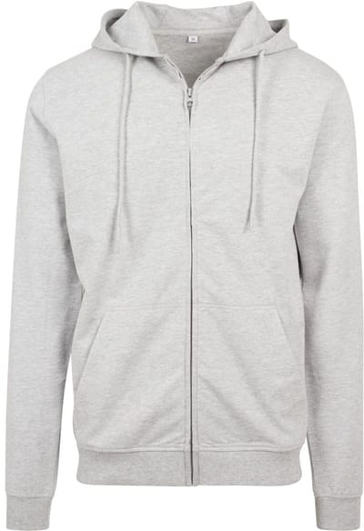 Build Your Brand - Terry Hoodie met Rits - Heather Grey maat M