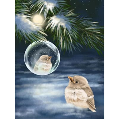 Peinture diamant 5d à faire soi-même, images d'animaux, amoureux des oiseaux, point de croix, strass ronds complets 20X30CM gray