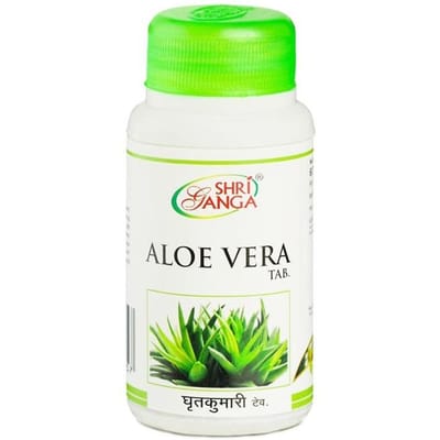 Aloë vera (60 tabbladen, 500 mg), Aloë Vera, Shri Ganga Pharmacy white
