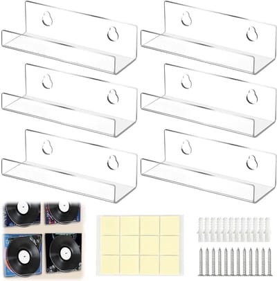 Dailygoods- Platenrek 10 cm - Wandmontage - Acryl - Vinylhouder - CD-houder - Tentoonstellingsstandaard - Robuust en duurzaam - Platenhouder