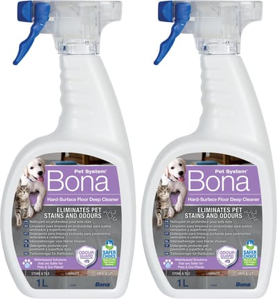 Bona Huisdier Intensiefreiniger voor Harde Vloeren 1L (2-pack) - Huisdier Vlekkenreiniger en Geurverwijderaar - Urinegeur Verwijderaar - Stain Remover - Geschikt als Honden en Katten Spray
