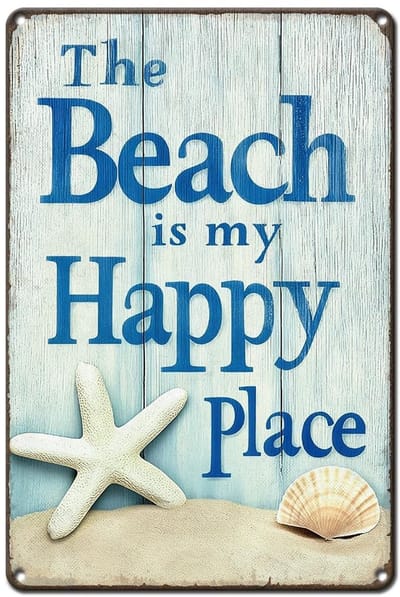 Dailygoods- Muurkunst Metalen Bord Zeesterren/Schelpen - Wanddecoratie Kust - Decoratie Strand/Badkamer - 20 x 30 cm - 1 Stuk - Professionele Uiterlijk