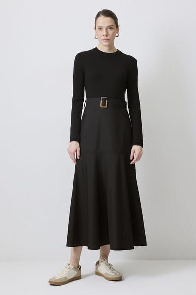 Touché Privé - Jurk met riemdetail - Zwart - Dames