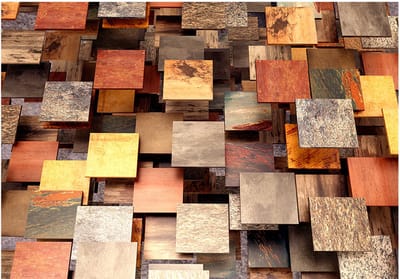 Fotobehangkoning - Behang - Vliesbehang - Fotobehang Koperen 3D Geometrie - Copper Roof - 300 x 210 cm