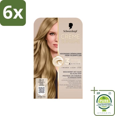 Schwarzkopf - Haarkleuring - Creme Supreme 8-0 - Natuurlijk Blond - 245g - Voordeelverpakking - 6 stuks - Permanente haarkleuring - Blond haar