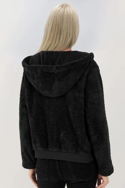 Textuur Volledige Ritssluiting Capuchon Fleece Jas