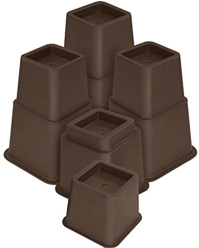 8-delige verstelbare meubelverhogers voor bed, tafel en stoel - robuust en ruimtebesparend (3 tot 8 inch) - Bruin