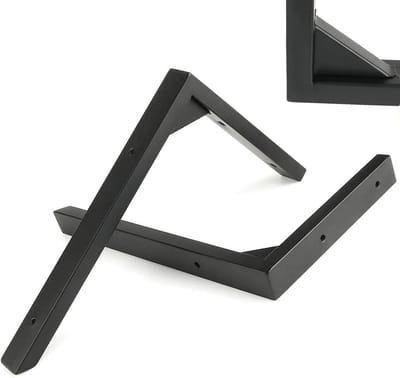Plankdragers - Wandsteunen - Planken Ophangen - Verstevigd Ontwerp - 25 x 16.3cm - Zwart