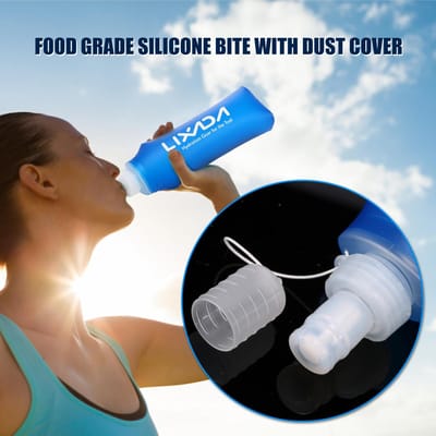 Lixada Bouteille d'eau d'extérieur 500 ml Flasque souple pliante sans BPA pour course à pied, randonnée, cyclisme 1 pièce 2 pièces 1 pcs black