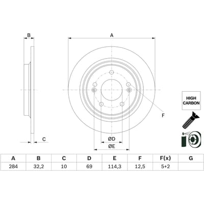 Remschijf BOSCH 0 986 479 G77 achter, volledig, sterk gecarboniseerd, 1 Stuk