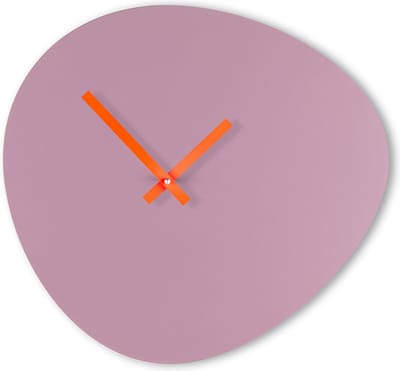 KLOQ Wandklok 'Pebble' Lavendel Grijs & Neon Oranje wijzers