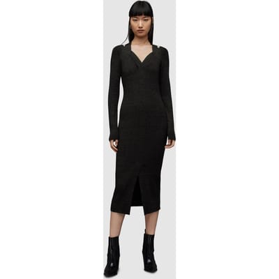 AllSaints Chara Dress Black Maat: S | Midi Jurken Outlet | Dames | Zwart