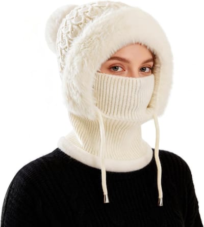 Dames Thermische Fleece Balaclava, Winddicht Ski Masker, Multifunctionele Wintermuts met Kap en Nekwarmer voor Koude Dagen
