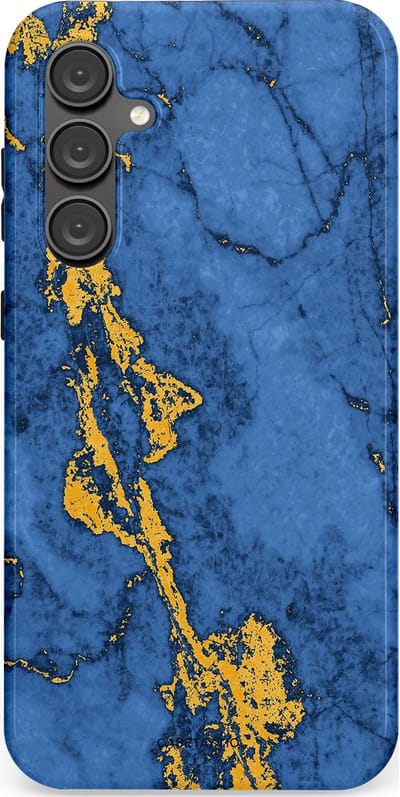 Casetastic hoesje geschikt voor Samsung Galaxy S23 FE - Dubbellaagse bescherming - Koninklijk Marmer - Fashion Case - Blauw Goud