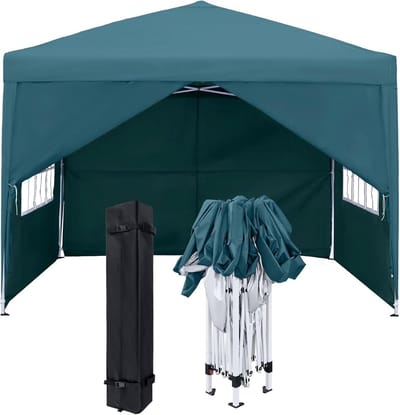 Vouwpaviljoen met Zijwanden - Partytent Tuinpaviljoen - Feesten en Buitenactiviteiten - Waterdicht en Winddicht - 25 x 25 m - Groen