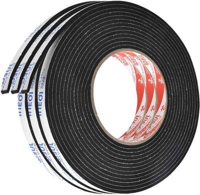 Dubbelzijdige tape - 3 stuks foam tape, 3 mm × 10 mm × 5 m, robuust, waterproof, zwart, voor ramen, deuren en veelzijdig gebruik binnen/buiten