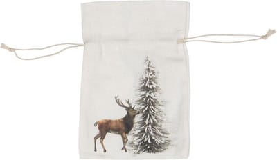 Clayre & Eef Decoratie Hanger Rendier 10*15 cm Beige Synthetisch Rechthoek Kersthanger Kerstboomversiering